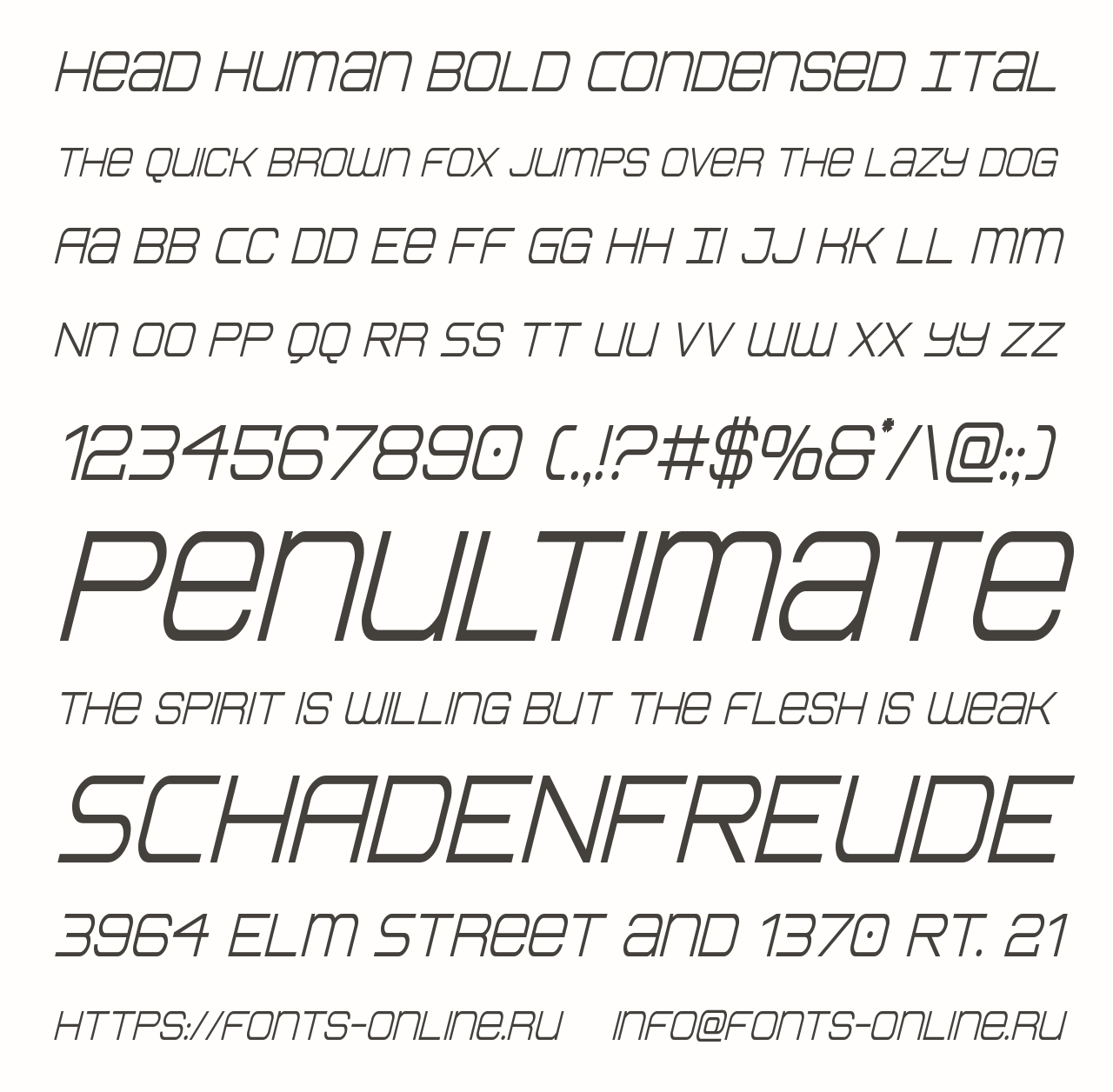 Head Human Bold Condensed Ital Free Font Download